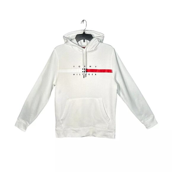 Tommy Hilfiger Other - Tommy Hilfiger Men's Pullover Fleece Hoodie Sweatshirt Size M White Flag Stripe